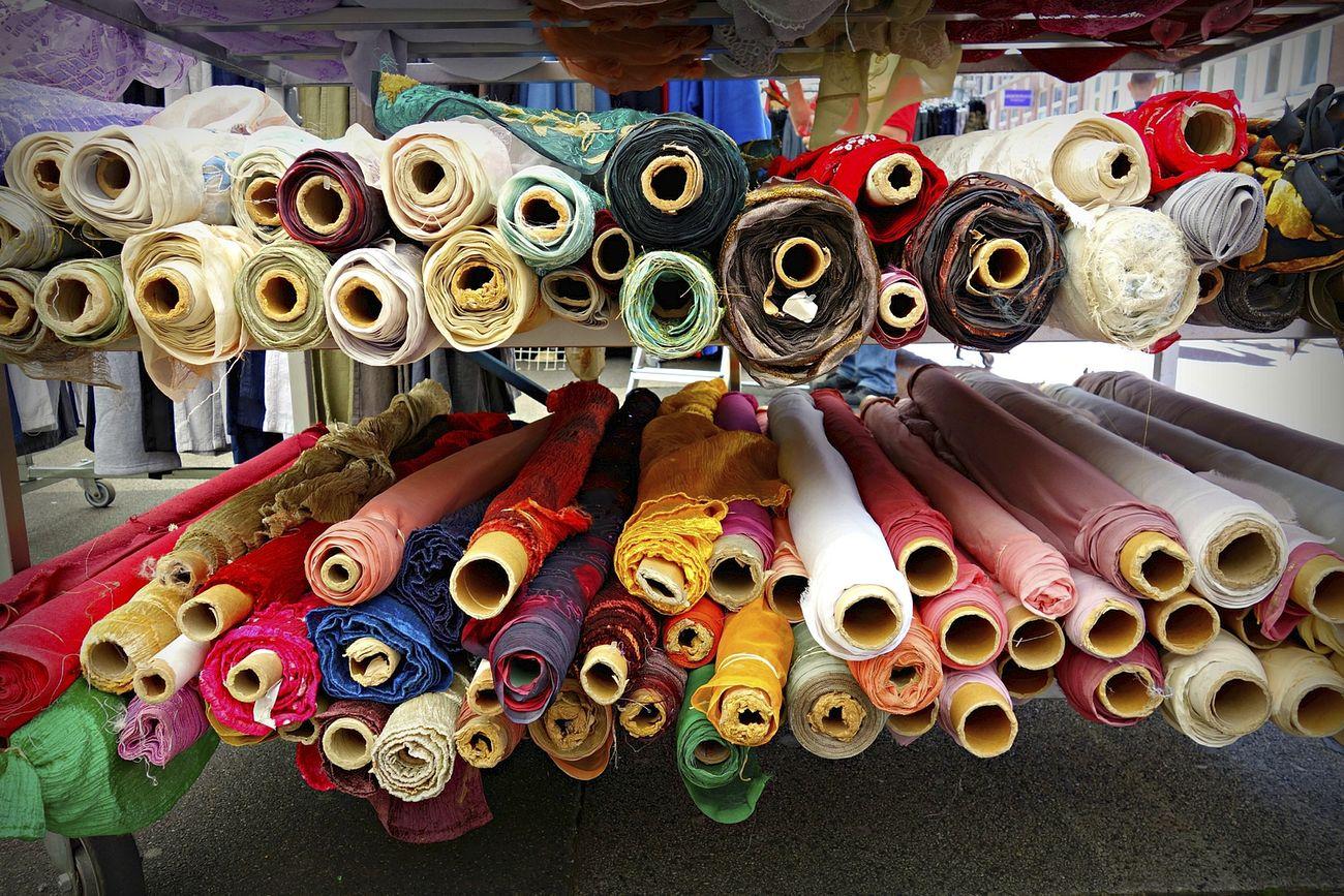 Textile rolls - a bunch of colorful fabrics